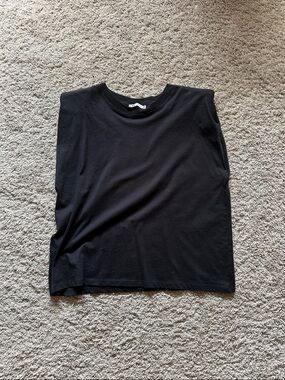 Black Sleeveless Shoulder Pad Zara Shirt